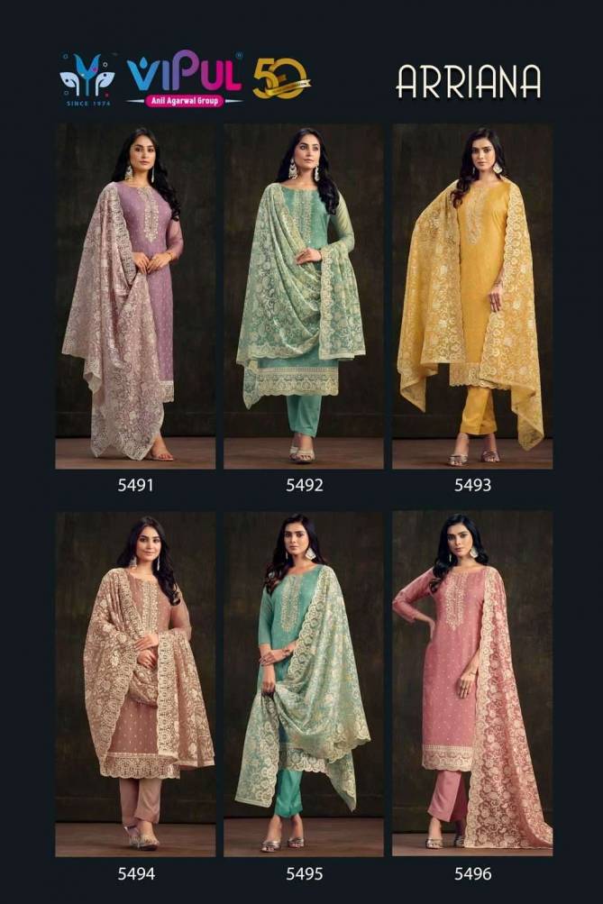 Arriana By Vipul Embroidery Organza Designer Salwar Suits Wholesale Clothing Suppliers In India
